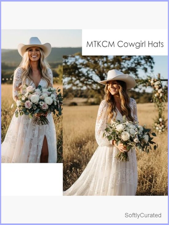 Wide Brim Cowgirl Hat with Rhinestone Tassel Denim Band, Adjustable main image 7
